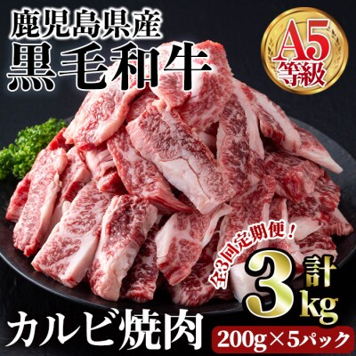 【3回定期】A5等級鹿児島県産黒毛和牛カルビ焼肉1kg