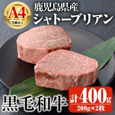 鹿児島県産A4等級以上黒毛和牛・シャトーブリアン計400g(200g×2枚)