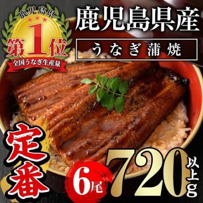 無投薬!鹿児島県産うなぎ蒲焼セット<定番>(計720g・ 約120g×6尾) タレ・山椒付き