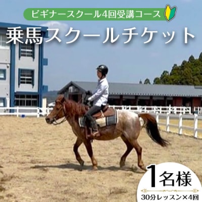 【乗馬スクールチケット】ビギナースクール～30分レッスン×3回、小学1年生以上～(1名様)