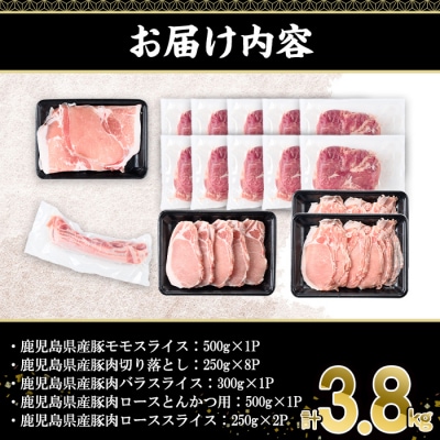  鹿児島県産豚肉バラエティセット(計3.8kg)