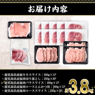  鹿児島県産豚肉バラエティセット(計3.8kg)