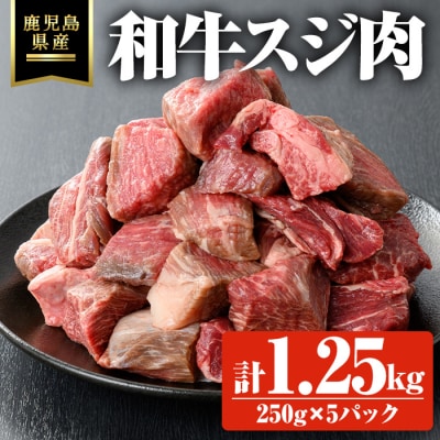鹿児島県産和牛スジ肉計1.25kg(250g×5P)