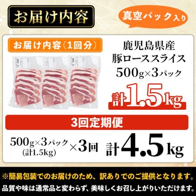 【定期便】鹿児島県産豚ロース1.5kg×3回(隔月3回)