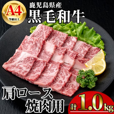 鹿児島県産黒毛和牛A4等級以上肩ロース焼肉用合計1.0kg・黒毛和牛こま切れ250g×2P