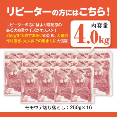 【2025年10月中に発送予定】曽於ポーク切り落とし 計4kg(モモウデ切り落とし)