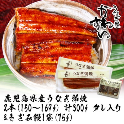 鹿児島県産うなぎ蒲焼(150g×2本)+きざみ75g