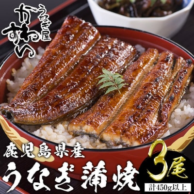 鹿児島県産うなぎ蒲焼(150g×3本)+きざみ75g