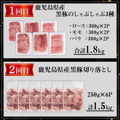 【3回定期】さつま黒豚食べ比べ定期便 (合計5.1kg) 