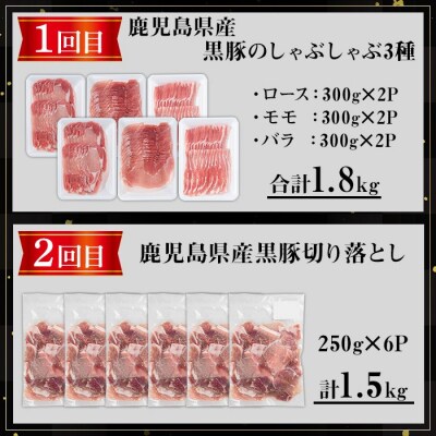 【3回定期】さつま黒豚食べ比べ定期便 (合計5.1kg) 