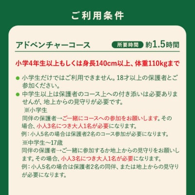 アドベンチャーコース体験チケット(1名分)