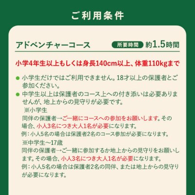 アドベンチャーコース体験チケット(1名分)