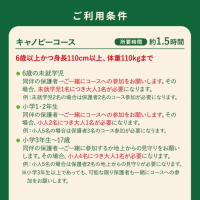 キャノピーコース グループ体験チケット(10名まで利用可)