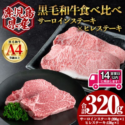 鹿児島県産黒毛和牛サーロイン×ヒレステーキセット 計320g