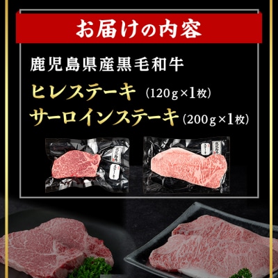 鹿児島県産黒毛和牛サーロイン×ヒレステーキセット 計320g