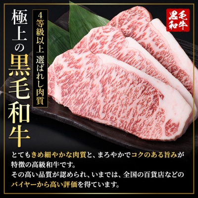 鹿児島県産黒毛和牛ロースステーキ塩付(3枚約750g)