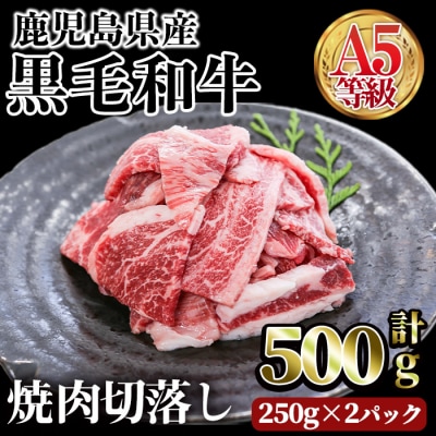 A5等級鹿児島県産黒毛和牛焼肉切落し(計500g・250g×2パック)