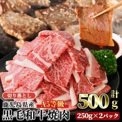 A5等級鹿児島県産黒毛和牛焼肉切落し(計500g・250g×2パック)