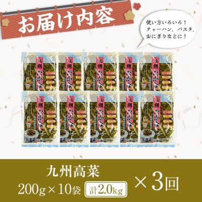 【3回定期】九州高菜(200g×10袋×3回)
