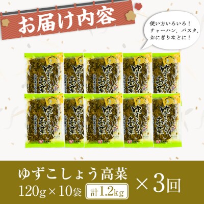 【3回定期】ゆずこしょう高菜(150g×10袋×3回)