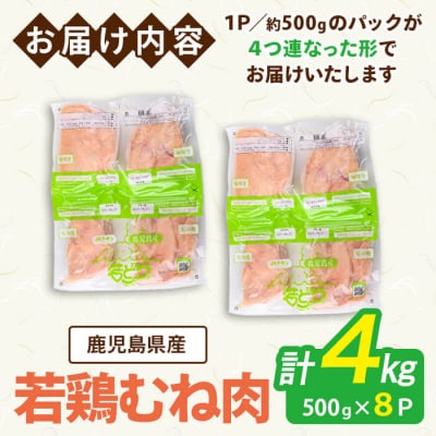 鹿児島県産若鶏むね(約500g×8P)