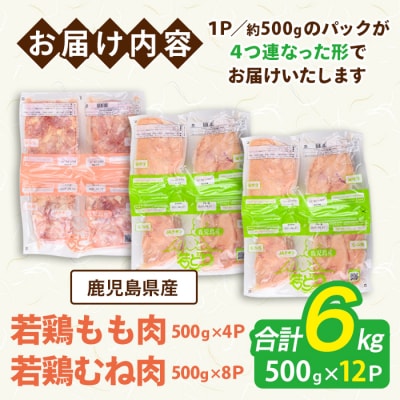 鹿児島県産若鶏もも・むねセット合計6kg