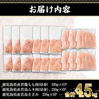 鹿児島県産若鶏3種(計4.5kg)