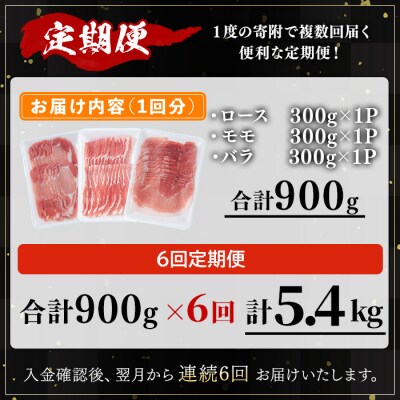 【全6回定期便】かごしま味わい黒豚のしゃぶしゃぶ 3種食べ比べセット(合計5.4kg)