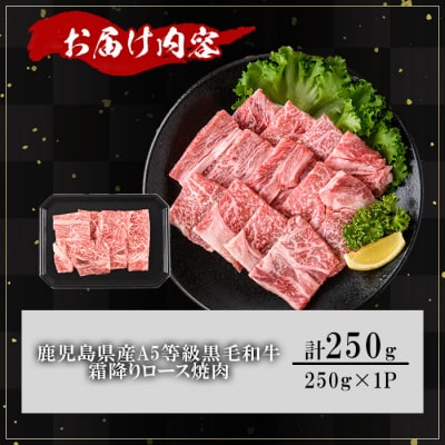 鹿児島県産A5等級黒毛和牛霜降りロース焼肉250g