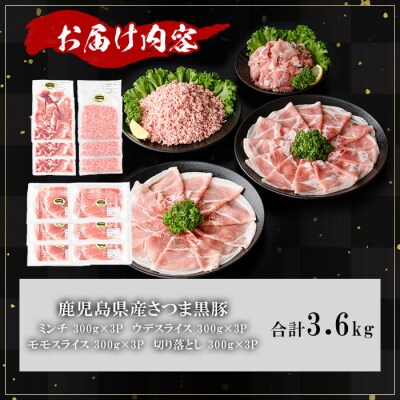鹿児島県産さつま黒豚モリモリおためしパック3.6kg