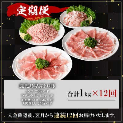 【12回定期】薩摩トロ豚モリモリお試しパック1kg×12回(合計12kg)