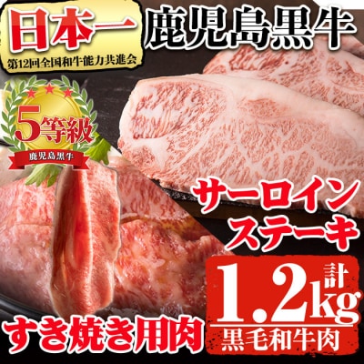 鹿児島黒牛(5等級)サーロインステーキ(200g×3枚)・すき焼き(600g)セット