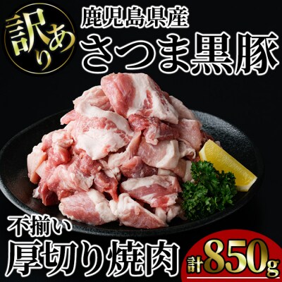 【訳あり】鹿児島県産さつま黒豚不揃い焼肉　計850g