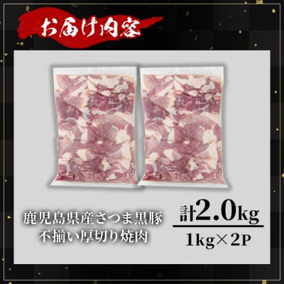 【訳あり】鹿児島県産さつま黒豚不揃い焼肉　計2kg