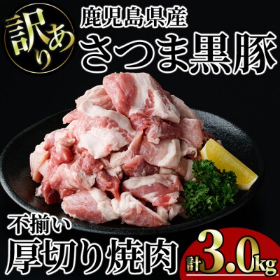 【訳あり】鹿児島県産さつま黒豚不揃い焼肉　計3kg