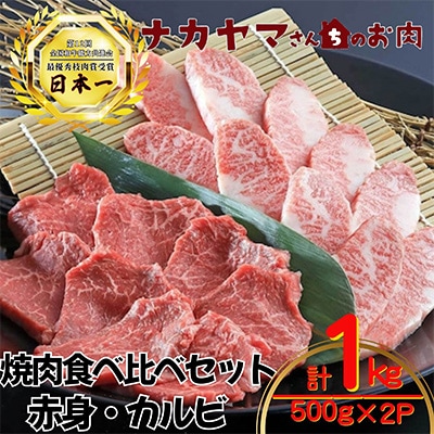 2550 【ナカヤマさんちのお肉】うしの中山 焼肉食べ比べ (赤身・カルビ)1kg(500g×2P)
