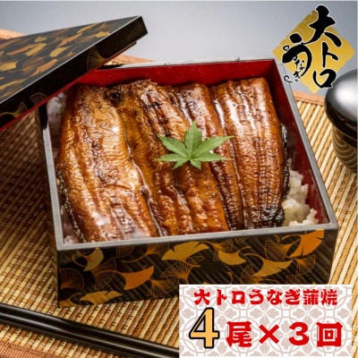 【毎月定期便】大人気!鯉家の極上蒲焼「大トロうなぎ蒲焼(4尾)」620g【国産】1720-2 全3回