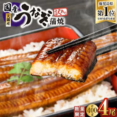【数量限定】【期間限定】鹿児島県大隅産うなぎ蒲焼4尾(計400g)