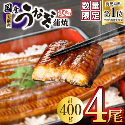 【数量限定】【期間限定】鹿児島県大隅産うなぎ蒲焼4尾(計400g)