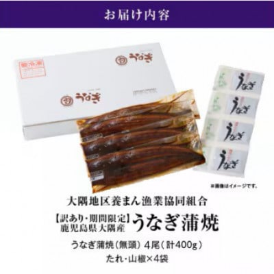 【数量限定】【期間限定】鹿児島県大隅産うなぎ蒲焼4尾(計400g)