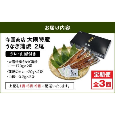 【発送月固定定期便】大隅特産うなぎ蒲焼2尾(340g)【国産】2479全3回