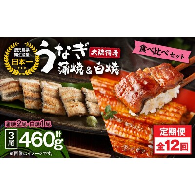 【毎月定期便】大隅特産うなぎ蒲焼 2尾・白焼1尾食べ比べセット2493全12回