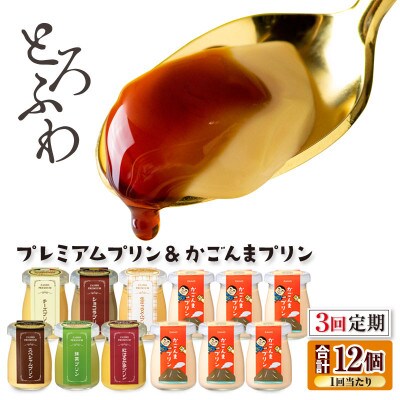 【毎月定期便】とろふわ! プレミアムプリン 6種6個&かごんまプリン6個 合計12個　2516全3回