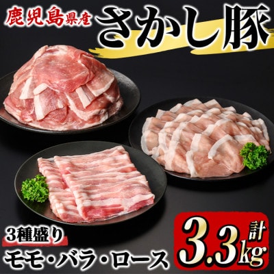 鹿児島県 鹿屋産 さかし豚 3種盛 A 3.3kg 真空包装 小分け 2163