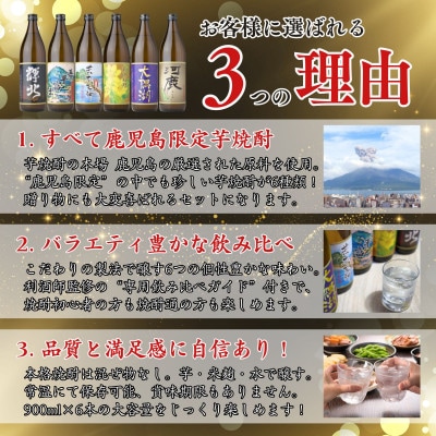 鹿児島限定 芋焼酎 飲み比べセット 25度 900ml×6本 神川酒造(鹿屋市)
