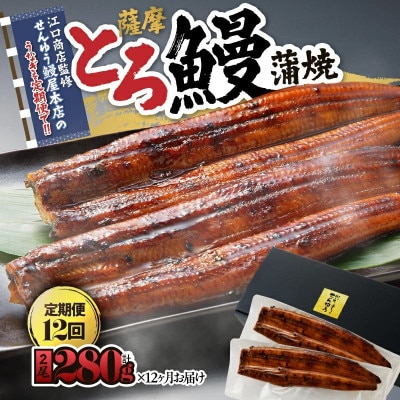 【毎月定期便】【江口商店監修】 薩摩とろ鰻蒲焼二尾 計280(140g×2)【鰻のせんゆう】全12回