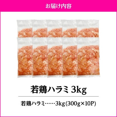 鹿児島県産若鶏ハラミ 3kgセット　KN105-017(鹿屋市)