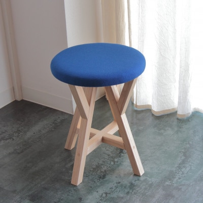 オシャレな軽量スツール〈KIRI branch stool クリア×ブルー〉桐製家具