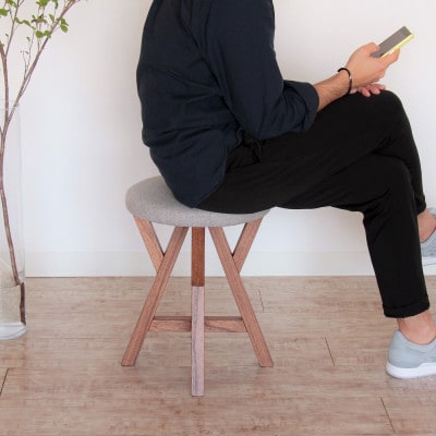 オシャレな軽量スツール〈KIRI branch stool クリア×ブルー〉桐製家具