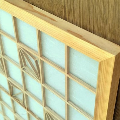 ムク材　組子アートパネルB　デザイン角3(1枚)